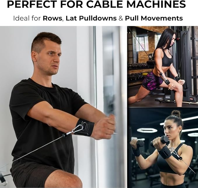 Weight Lifting Straps with D Ring - Gym Straps with D Ring | Cuffed D Rings, Padded Wrist Support, Fits All Cable Machines, Unisex, Anti Slip, Heavy Duty Weight Lifting Straps