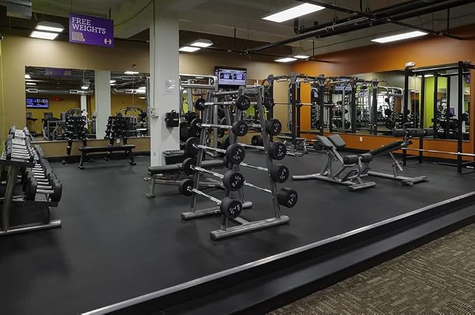 American Floor Mats 3/8in (9mm) Thick 10% Yellow 4' x 10' Heavy Duty Rubber Rolls, Protective Exercise Mats, Home Gym Rubber Flooring