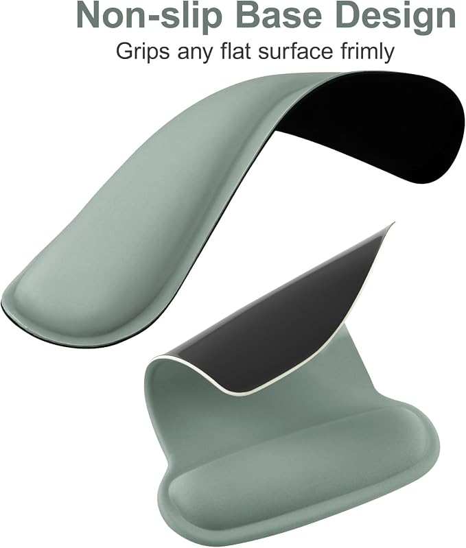 MOSISO Wrist Rest Support for Mouse Pad & Keyboard Set, Ergonomic Mousepad Non-Slip Base Home/Office Pain Relief & Easy Typing Cushion with Neoprene Cloth & Raised Memory Foam, Antique Green