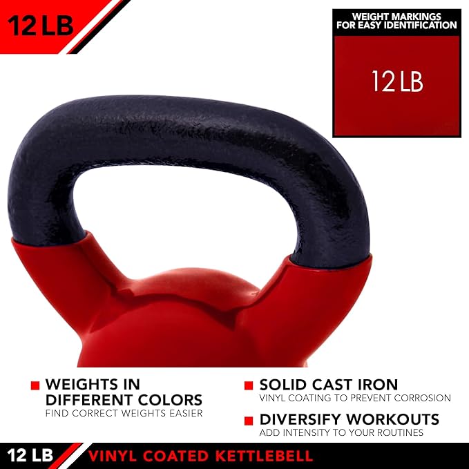 JFIT Kettlebell Weights Vinyl Coated Iron