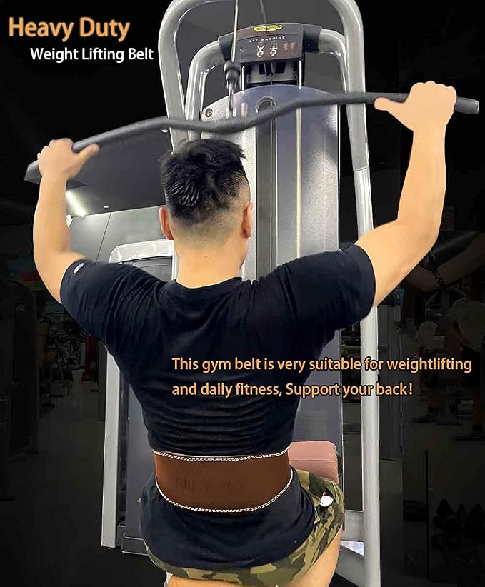 Leather Weight lifting Belt for Men 6in Gym Training Fitness Belt | Men Weight lifting Belts 6 Inch Padded Lumbar Back Support Belt Workout Waist Brace for Weightlifting Training Fitness Belt