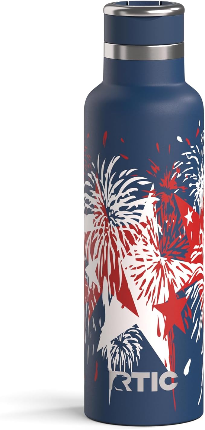 RTIC 20oz Journey Water Bottle Ceramic Lined Metal Stainless Steel Vacuum Insulated, BPA Free, Reusable, for Water, Hot and Cold Drinks, Travel, Sports, Camping, Fireworks