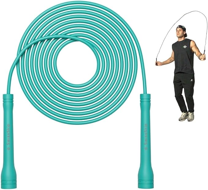 Swissskip Speed Jump Rope by Dayan Kolev, 5mm PVC Skipping Rope, Great for Beginners and Advanced Athlets, Designed for Fitness, Cardio, Boxing & CrossFit, Adjustable length with Unbreakable Handles