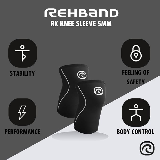 Rehband 5mm Knee Sleeves for Functional Training, Cross-Training & Powerlifting, Weightlifting Knee Support made of Neoprene, Unisex