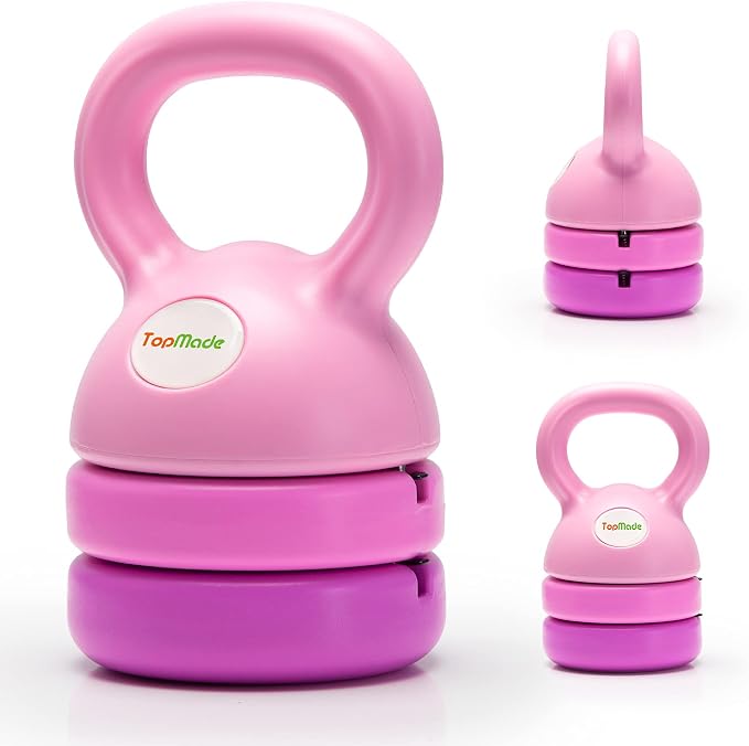 TopMade Adjustable Kettlebell Weights Set Cast Iron Exercise Fitness Kettle Ball Grip 5, 8, 9,12lb Free Weight Men Women Kettlebells for Home Gym Workout Ballistic, Core,Strength Training