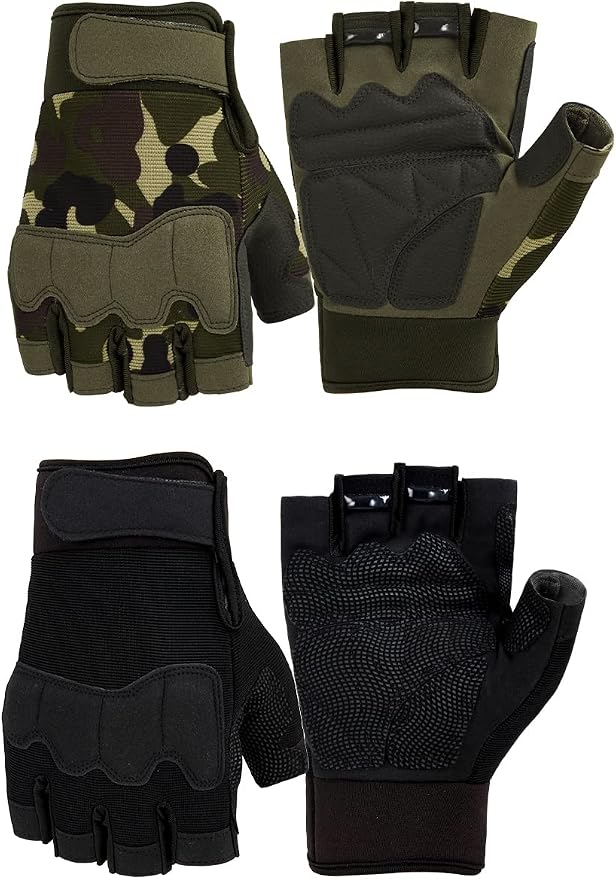 FIORETTO Fingerless Gloves for Men, Breathable Grip Palm Gloves for Motorcycle Riding, Driving, Cycling, Exercise, Workout, Climbing, Hiking and Outdoor Activities M210603
