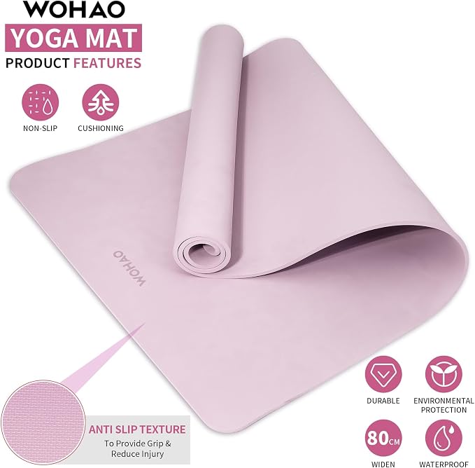 Extra Wide & Thick 8mm Yoga Mat, 72"x31.5" | Large Non Slip Exercise Mat, Premium POE Material, Superior Cushioning & Stability, With Strap for Home Gym, Pilates