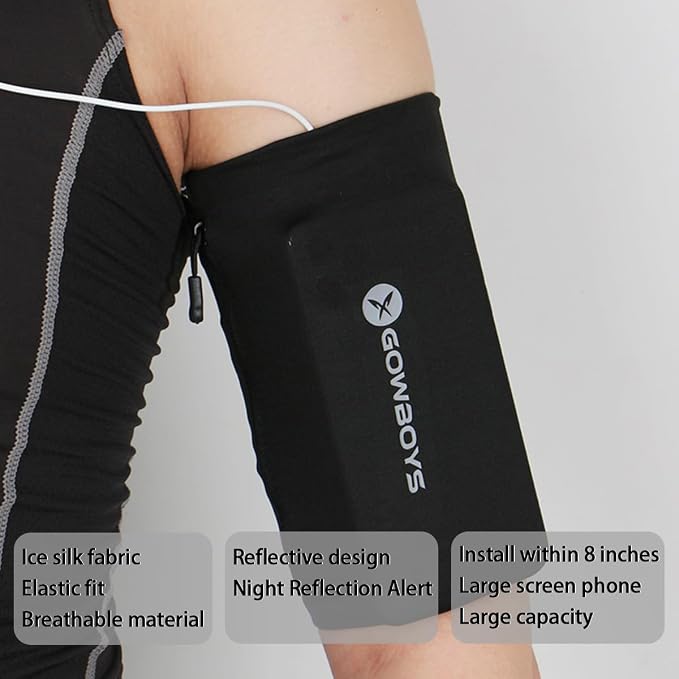 Running Phone Armband for Men Women,Universal Arm Bands for Phones Below 8 Inches,Waterproof Cell Phone Armband for Hiking,Running,Cycling,Climbing(Black L)