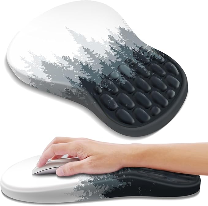 YIWEI Ergonomic Mouse Pad with Wrist Rest for Carpal Tunnel Pain Relief | Memory Foam Wrist Support,Non-Slip Rubber Base, Keyboard Computer Mousepad,Lycra Cloth Surface,Gaming Home Office