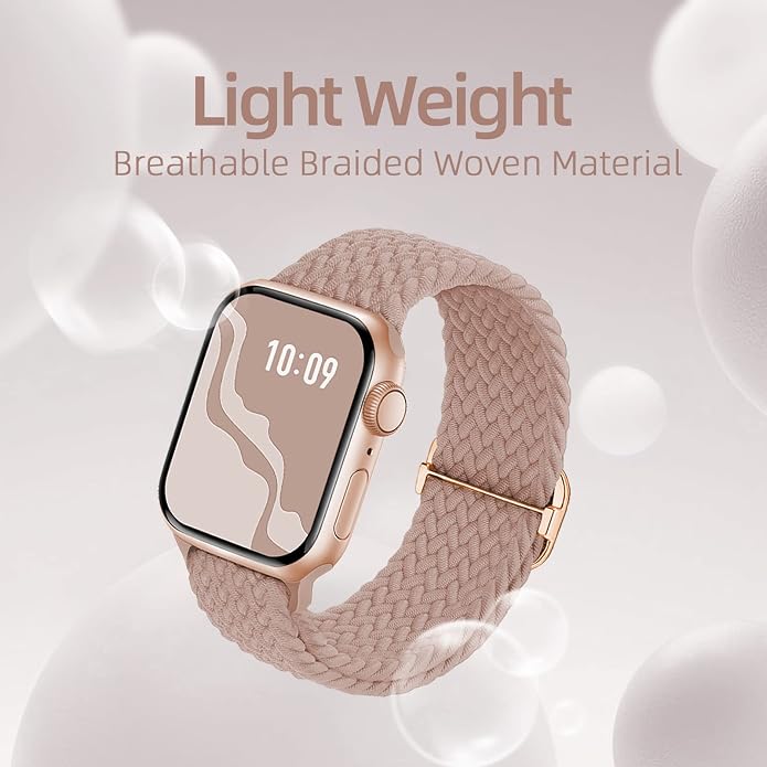 4 Pack Braided Stretchy Bands Compatible with Apple Watch 40mm 41mm 38mm 42mm 44mm 45mm 46mm 49mm Women Men, Breathable Nylon Elastic Daily Use Straps for iWatch Series 11/10 9 8 7 6 5 4 3 SE/Ultra 2