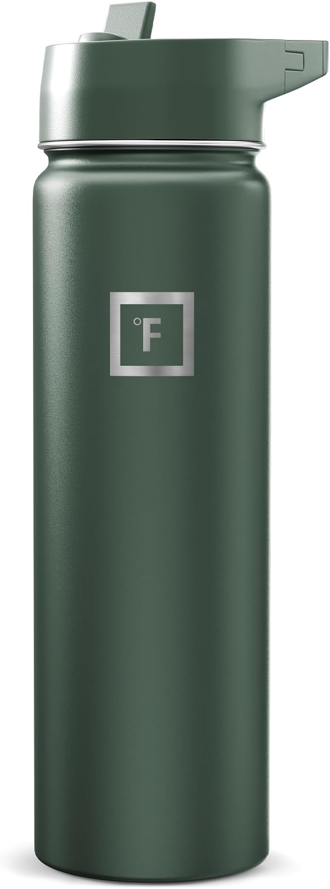 IRON °FLASK 24 oz Wide Mouth Water Bottle with Straw | Insulated Stainless Steel Sports Water Bottle with Leakproof Straw Lid - BPA Free, Cold 24 Hrs, Sweat Free (Dark Pine)