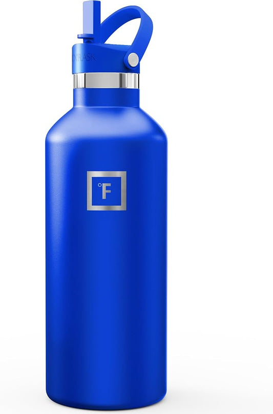 IRON °FLASK 32 oz Narrow Mouth Water Bottle with Straw | Insulated Stainless Steel Sports Water Bottle with Leakproof Straw Lid - BPA Free, Cold 24 Hrs, Sweat Free (Cobalt)
