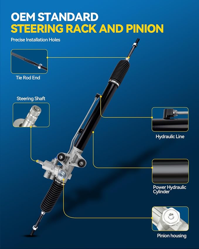 PHILTOP Power Steering Rack and Pinion Compatible with Honda Pilot 2003 2004 2005 2006 2007 2008 All Models, Hydraulic Rack and Pinion Replace 26-2719