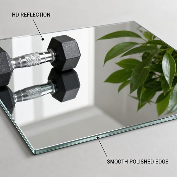 Home Gym Mirror Tiles for Wall,12" x 12" Frameless Glass Mirror Wall Mounted for Home Gym Mirror Yoga Bedroom Dancing Studio Dressing Room (8PCS)