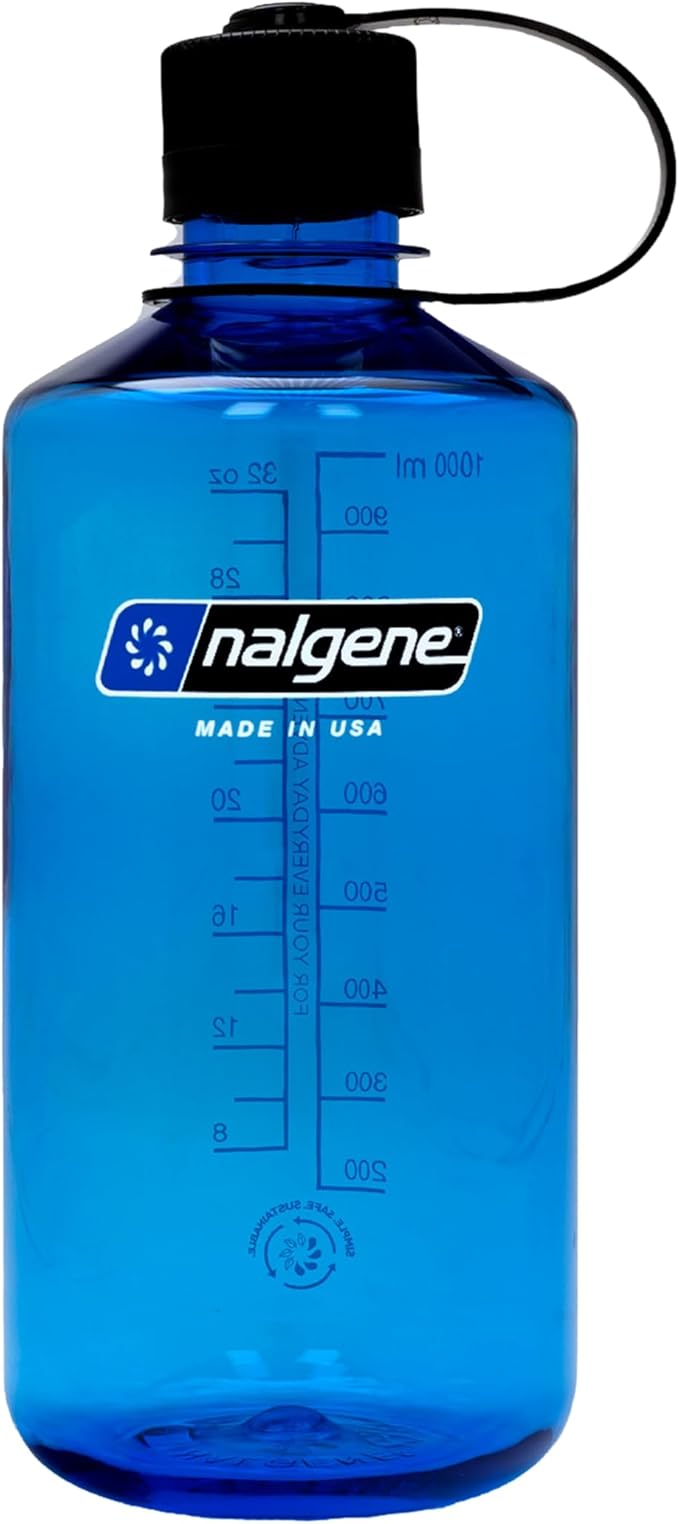Nalgene 32 oz Narrow Mouth Water Bottle, Slate Blue | BPA-Free, Durable & Lightweight, Leak Proof, Dishwasher Safe, Large Reusable Plastic Bottle for Hiking, Gym, Work & Travel
