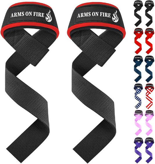 TECEUM Neoprene Padded Cotton Lifting Straps for Weightlifting, 1 Pair