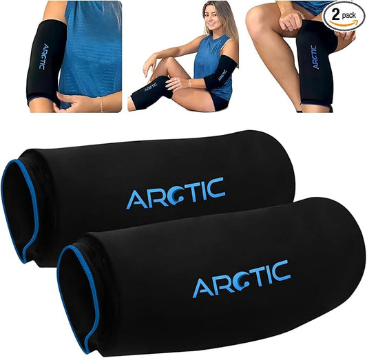 2 Pack | Premium Elbow Ice Pack Wrap & Knee Ice Pack Wrap - Reusable Gel Ice Sleeves, Leg Ice Compress, Arm Ice Sleeve, Elbow Ice Compression Wrap - Cold and Heat Therapy for Injuries