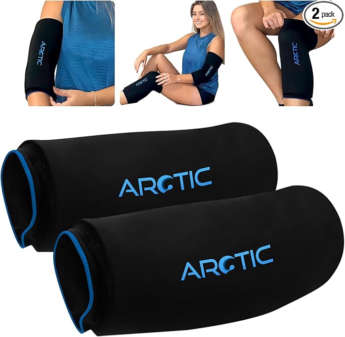2 Pack | Premium Elbow Ice Pack Wrap & Knee Ice Pack Wrap - Ice Sleeves, Reusable Gel Ice Wrap, Elbow Cold Compression, (Large)