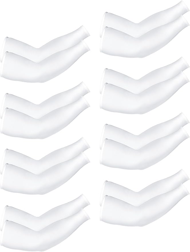Mudder 8 Pairs UV Sun Protection Cooling Arm Sleeves for Men Women Youth Silk Compression Arm Cover Breathable Outdoors Sport