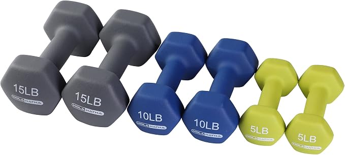 HolaHatha 1, 2 and 3 lb Neoprene Dumbbell Strength Training Weight Set with Rack