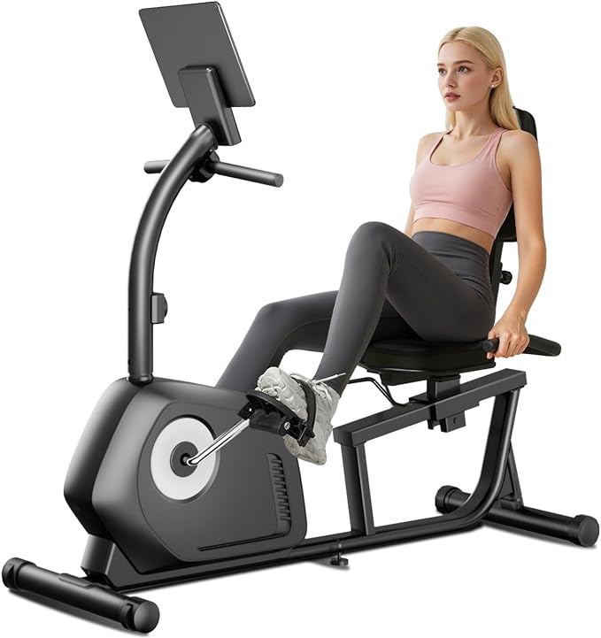 Recumbent Exercise Bike, Magnetic Staionary Bikes for Home with 16-level Resistance & Adjustable Seat, Staionary Bike for Seniors Adults, 350 LBS & LCD Monitor