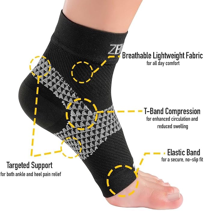 Zensah Plantar Fasciitis Sleeve - Relieve Heel Pain, Arch Support, Reduce Swelling - Compression Foot Sleeve, PF Sock