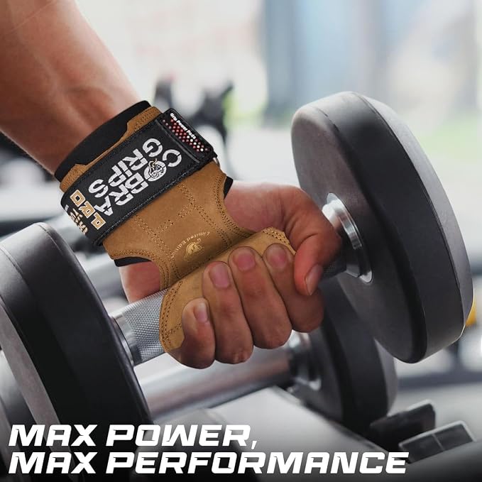 Cobra Grips Weight Lifting Gloves with Adjustable Neoprene Padded Wrist Wraps - Heavy Duty Alternative to Power Lifting Hooks for Deadlifts