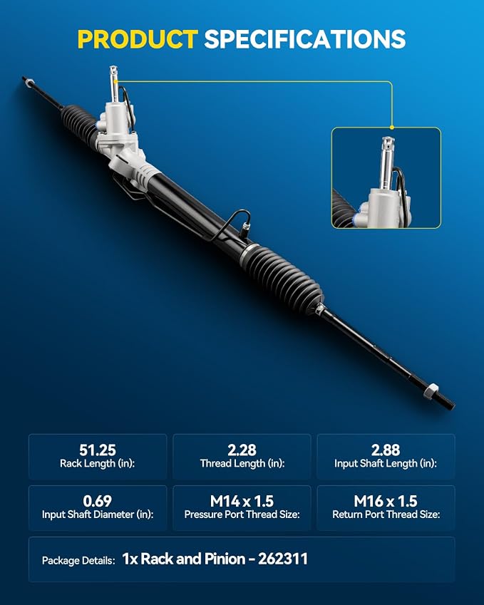 PHILTOP Power Steering Rack and Pinion for 08-14 Tribeca, 06-07 B9 Tribeca | No.262311, 34110XA00A, 34110XA03A
