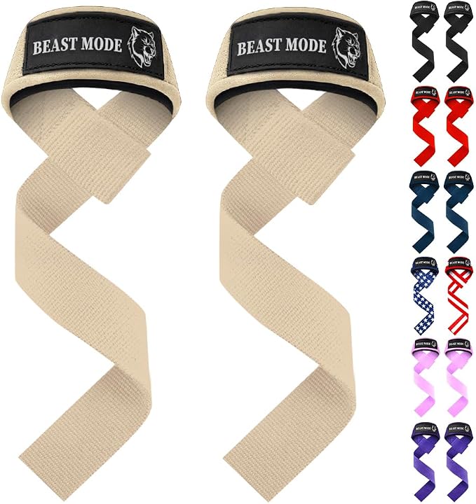 TECEUM Neoprene Padded Cotton Lifting Straps for Weightlifting, 1 Pair