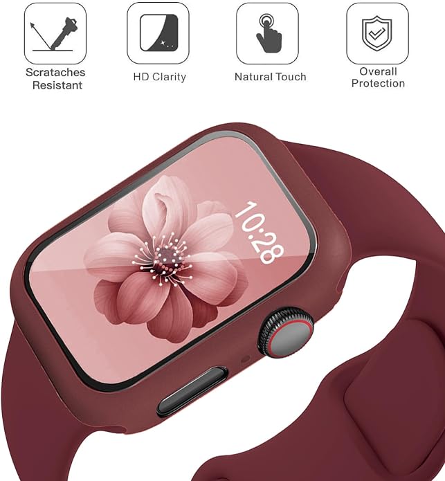 Sport Band and Case for Apple Watch Band 40mm 44mm 46mm 42mm 41mm 45mm 38mm iWatch Bands for Women/Men,Silicone Waterproof Strap with Cover Combo for Apple Watch Series 11 10 9 8 7 6 5 4 SE Ultra/2 3