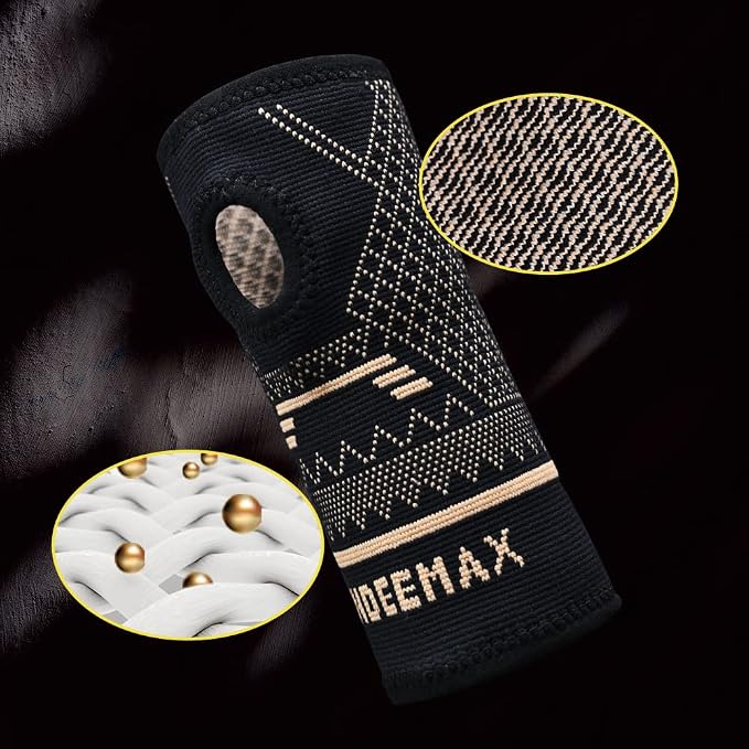 INDEEMAX Copper Wrist Compression Sleeve 1 Pair, Comfortable Hand Brace Support for Arthritis, Tendonitis, Sprains, Workout, Carpal Tunnel - Left & Right - Women and Men