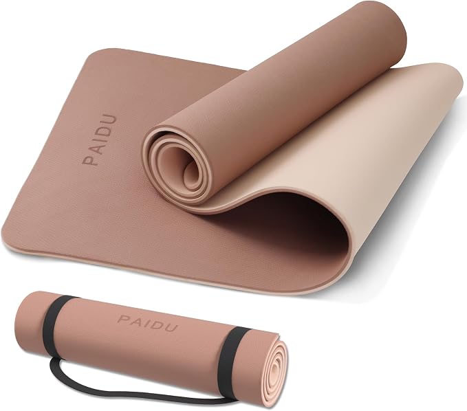PAIDU POE Yoga Mat （10mm）Extra Thick Fitness Mat 72"x24" with Carry Strap | Non-slip, tear-resistant and suitable for all ages, perfect for yoga, Pilates, home gym and full-body workouts.