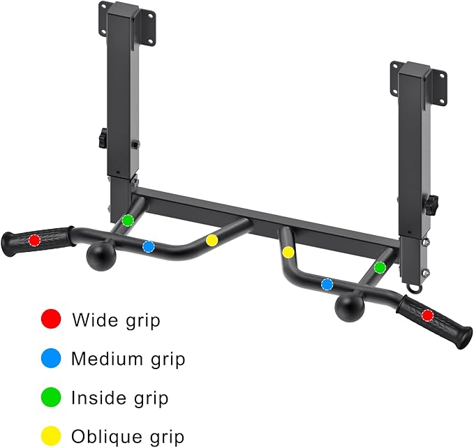 SELEWARE Heavy Duty Welded Pull Up Bar Wall/Joist/Ceiling Mount Chin Up Bar | Multifunctional Pull-up Bars w/Resistance Band Hooks for Home Gym Strength Training, Sturdy Steel Construction Support 500 lb