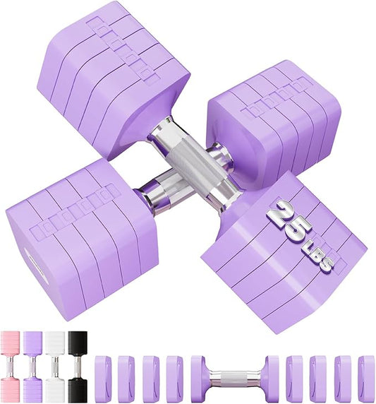 Adjustable Dumbbell Set for Women Men 7.5LB/10LB/15LB/20LB/25LB Each | Dumbbells Set of 2, Free Weight Set at Home Gym, Hand Weights with Locking/Metal Handle for Exercise Muscle Toning Rehab