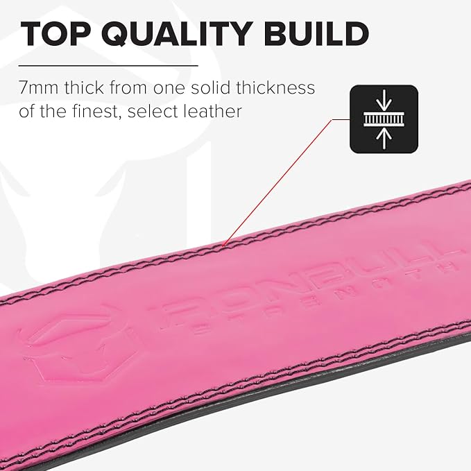 7mm Leather Weight Lifting Belt (IPF Approved) – 4” to 2” Tapered Weightlifting Belt for Powerlifting, Olympic Lifting, Gym & Workout – Back Support Belt for Men & Women