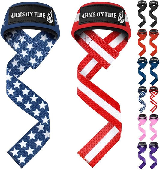 TECEUM Neoprene Padded Cotton Lifting Straps for Weightlifting, 1 Pair
