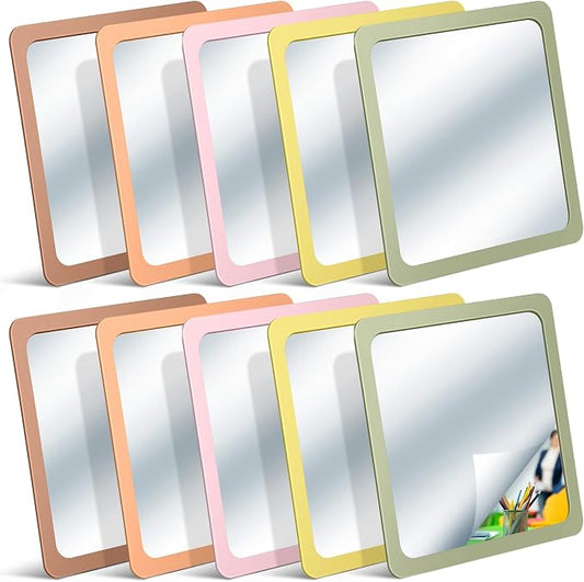 10 Pcs Small Mirrors for Craft 6 x 6 Mirror for Kid,Earth Colors | Shatterproof Mirrors in Bulk for Kids for Baby School Classroom Craft Chick Bird Brooders Grow out Pens