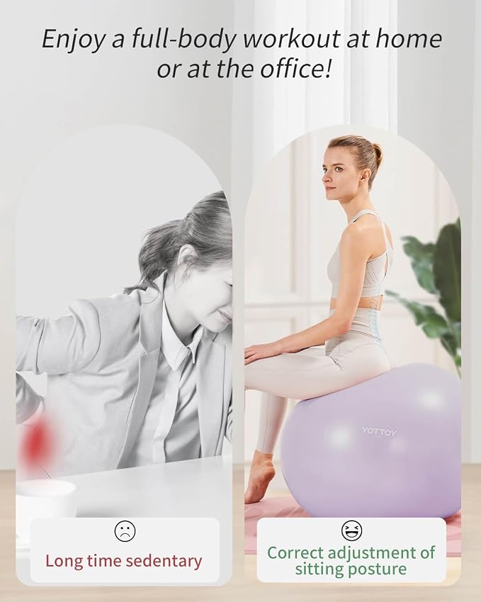 YOTTOY Anti-Burst Exercise Ball for Working Out, Yoga & Pregnancy, Extra Thick Workout Ball for Physical Therapy & Fitness