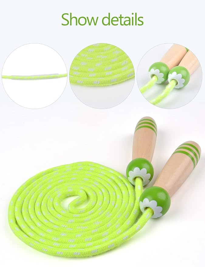 Jump Rope for Kids, Lorvain Adjustable Skipping Rope | Kids Jump Ropes with Wooden Handle for Girls Boys, Weighted Jumping Ropes for Fitness Workout Exercise Outdoor Fun Activity