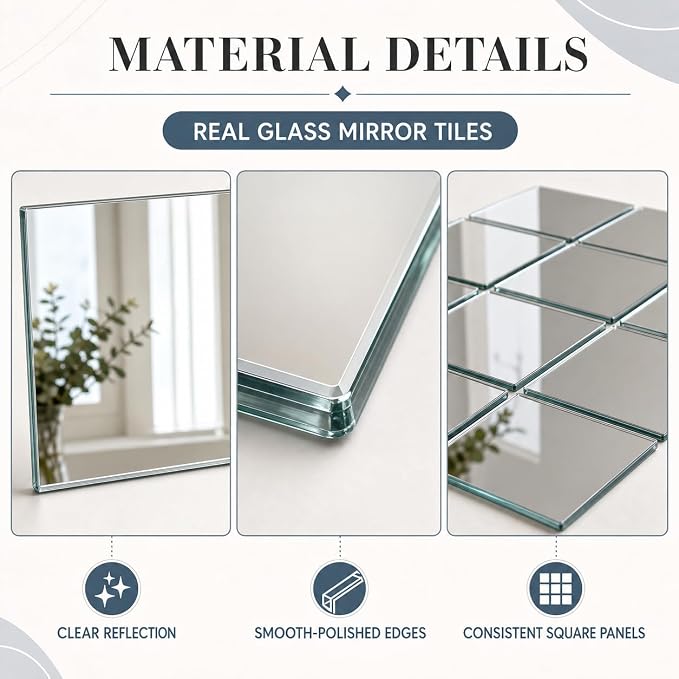 12" x 12" Glass Wall Mirror Tiles for Wall, Frameless Full Length Mirrors Wall Mounted for Home Gym Mirror Yoga Bedroom Dancing Studio Dressing Room (12PCS)
