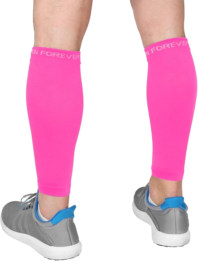 Run Forever Calf Compression Sleeve for Men & Women, 20-30mmHg Compression | Leg Sleeve for Shin Splints, Varicose Veins, Swelling & Pain Relief | Footless socks for Running, Cycling & Travel