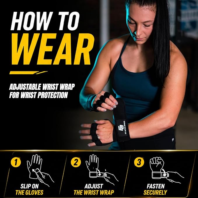 Fit Active Sports New Ventilated Weight Lifting Workout Gloves with Built-in Wrist Wraps for Men and Women - Great for Gym Fitness, Cross Training, Hand Support & Weightlifting.
