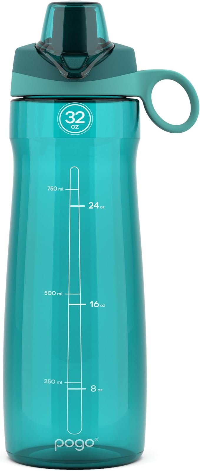Pogo BPA-Free Plastic Water Bottle with Chug Lid, 32 Oz, Quetzal Teal