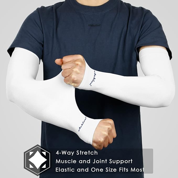Achiou Arm Sleeves for Men Women, Sun Sleeves UV Protection Cooling Sports | Compression,Tattoo Sleeve Cover, Thumb Hole Design,Tattoo Cover Up, UPF 50+, Versatile Use for Basketball Football Volleyball