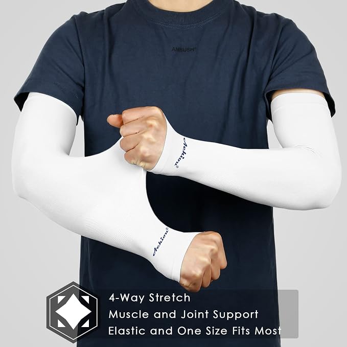 Achiou Arm Sleeves for Men Women, Sun Sleeves UV Protection Cooling Sports | Compression,Tattoo Sleeve Cover, Thumb Hole Design,Tattoo Cover Up, UPF 50+, Versatile Use for Basketball Football Volleyball