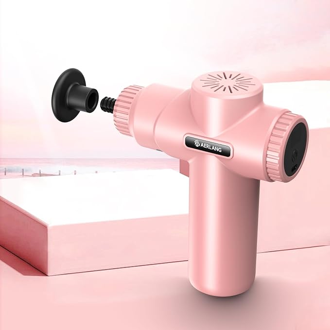 AERLANG Birthday Gifts for Women Mini Portable Massage Gun Deep Tissue Pink | Muscle Massager Handheld Percussion travel Massage Gun with 6 Heads for Back pain relief Comes with a carrying case
