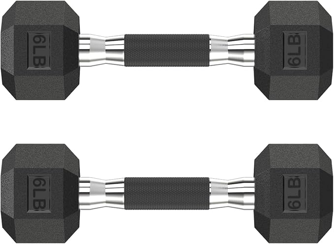 HANDBODE Rubber Encased Hex Dumbbell Pair, 2.5-65 lb | Non-Slip Handle Design for Secure & Comfortable Grip, Hand Weights for Strength Training, Fitness & Home Gym