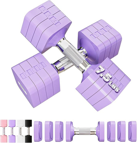Adjustable Dumbbell Set for Women Men 7.5LB/10LB/15LB/20LB/25LB Each | Dumbbells Set of 2, Free Weight Set at Home Gym, Hand Weights with Locking/Metal Handle for Exercise Muscle Toning Rehab
