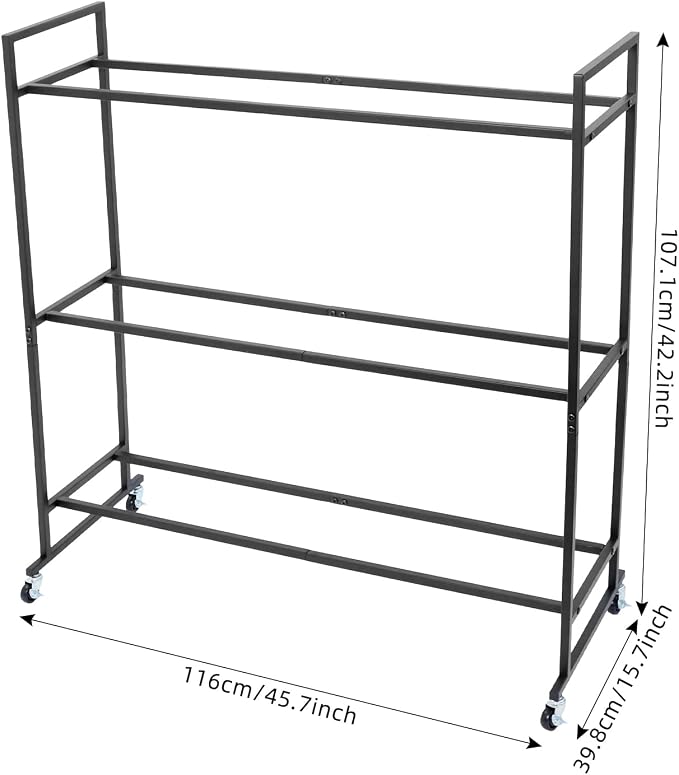 Basketball Rack with Lockable Wheels, Heavy Duty 120 lbs Capacity Basketball Stand for Slam Balls, Home Gym and Garage Organization, Black Ball Holder Cart for Basketball Football