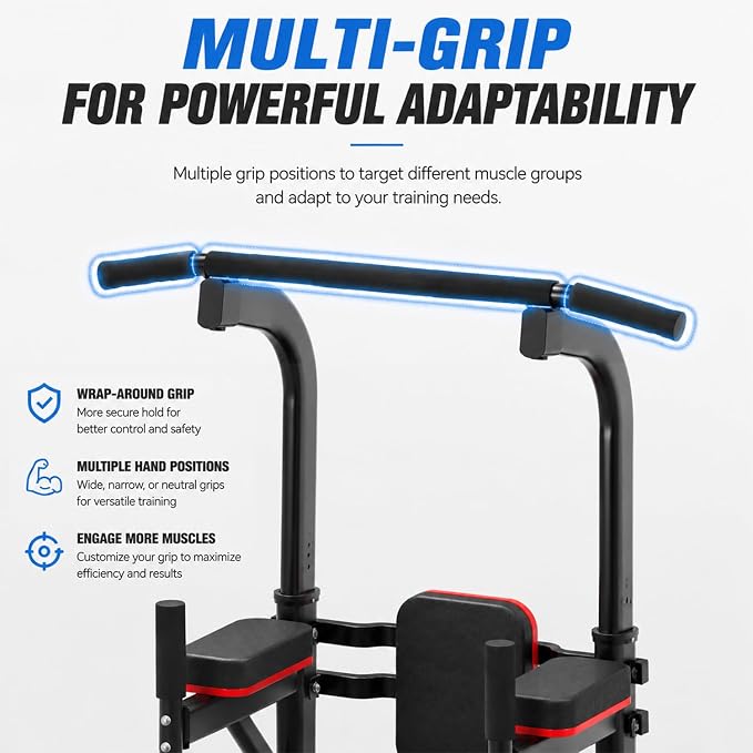 Pull Up Bar, Multifunction Power Tower Dip Bar Station Home Gym Strength Training Workout Equipment for Pull-up Push-up Dips